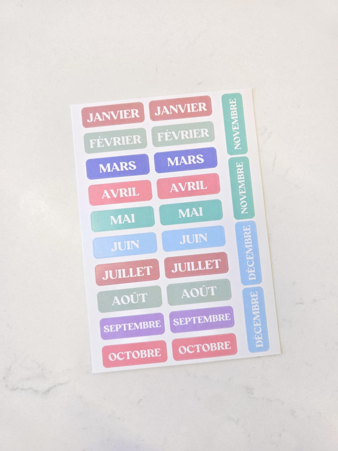Feuille d'autocollants - Mois - 5e édition