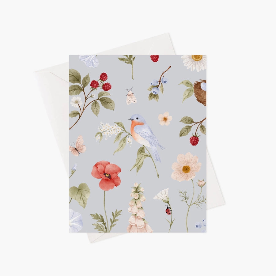 Carte de souhaits - Merle Bleu - illustrée par Marie-Lise (enveloppe incluse)