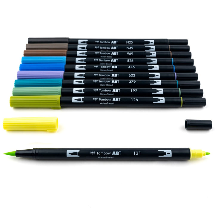 Stylo-pinceau double embout - Paysage - Ensemble de 10
