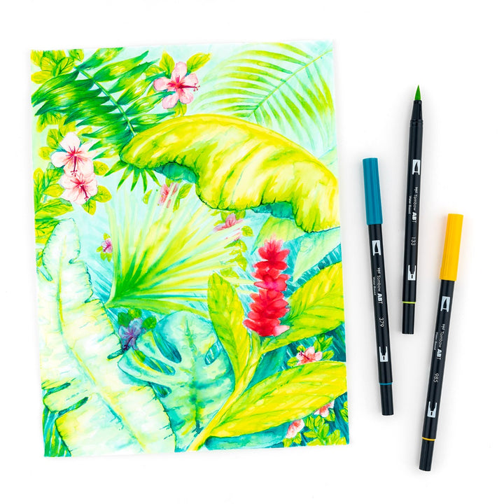 Stylo-pinceau double embout - Tropical - Ensemble de 10