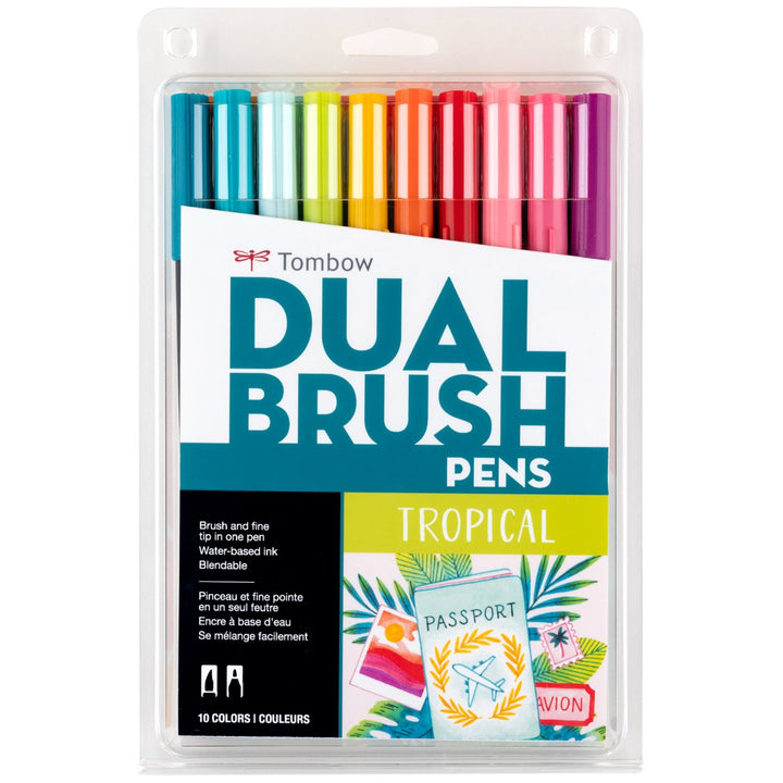Stylo-pinceau double embout - Tropical - Ensemble de 10