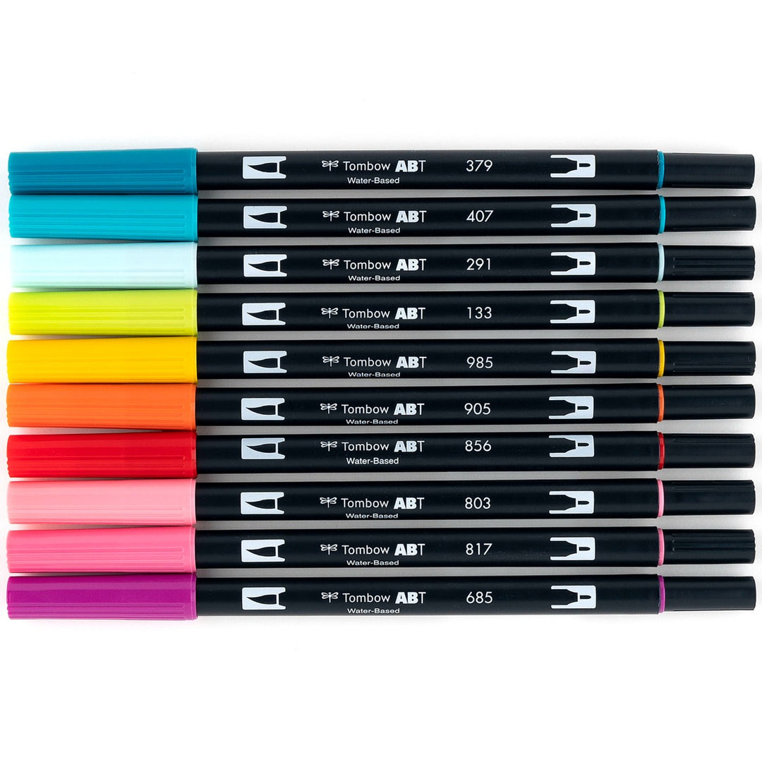 Stylo-pinceau double embout - Tropical - Ensemble de 10