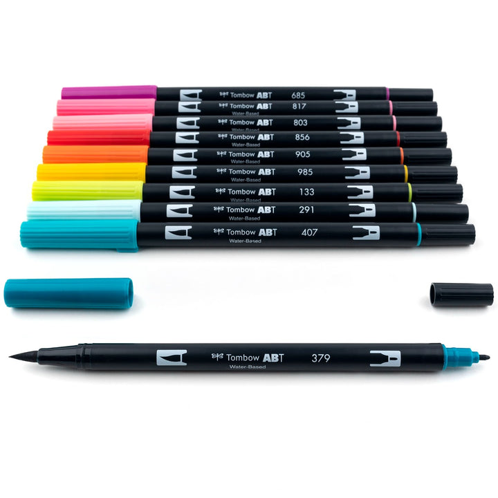 Stylo-pinceau double embout - Tropical - Ensemble de 10