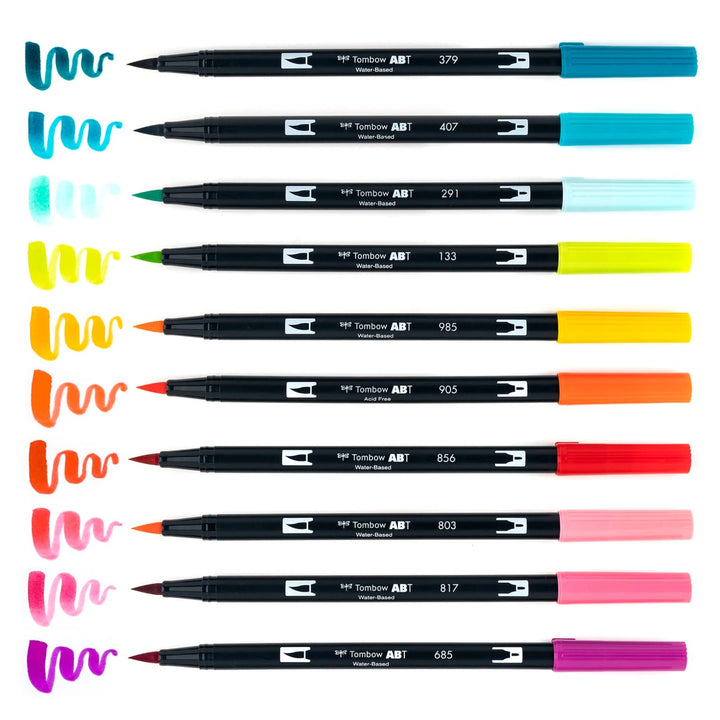 Stylo-pinceau double embout - Tropical - Ensemble de 10