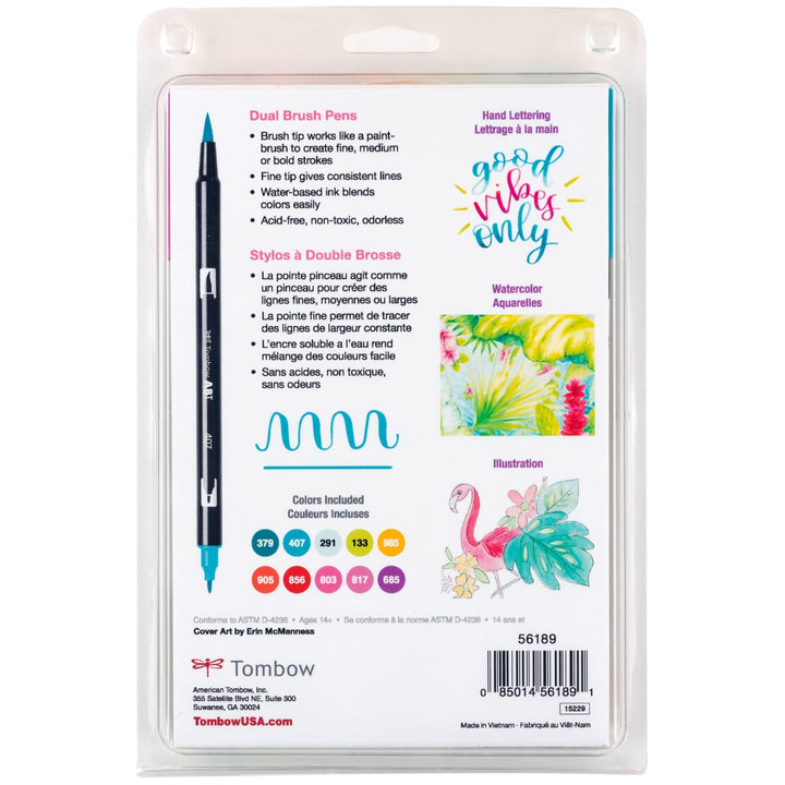 Stylo-pinceau double embout - Tropical - Ensemble de 10