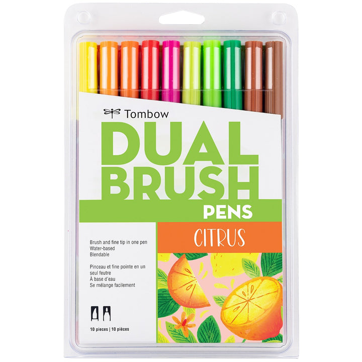 Stylo-pinceau double embout - CItron - Ensemble de 10