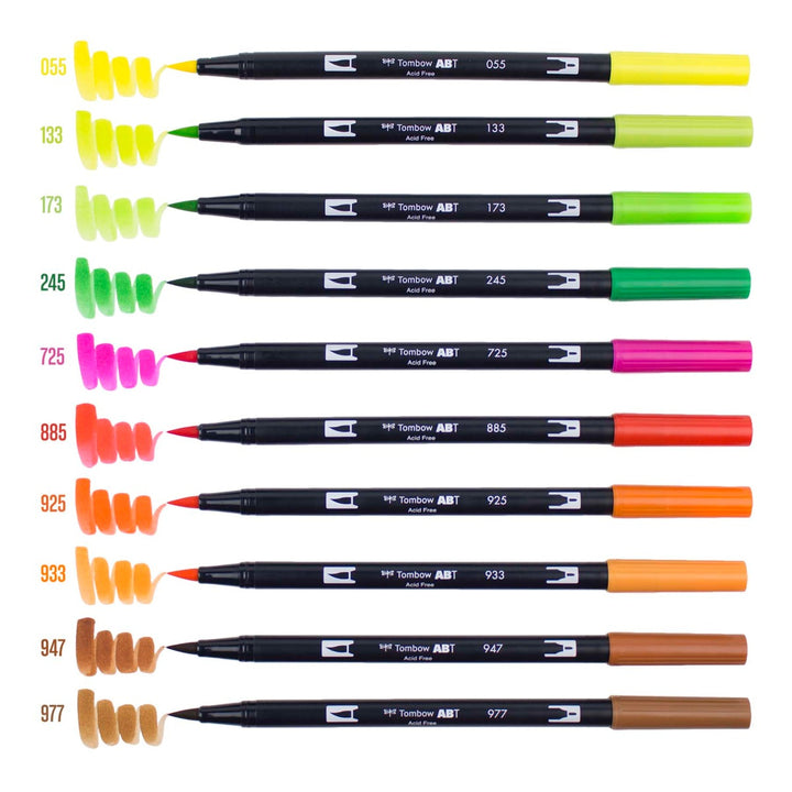 Stylo-pinceau double embout - CItron - Ensemble de 10