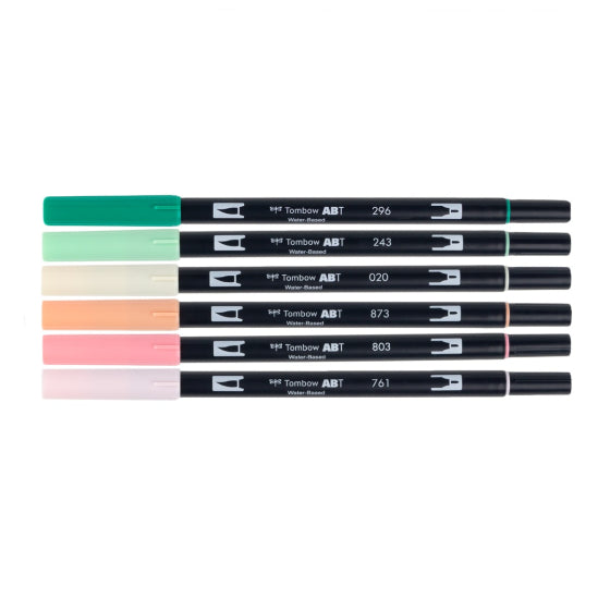 Stylo-pinceau double embout - Pêche - Ensemble de 6