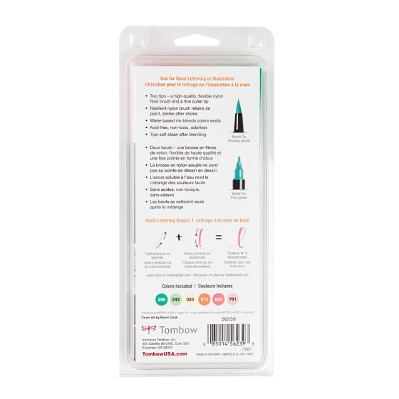 Stylo-pinceau double embout - Pêche - Ensemble de 6