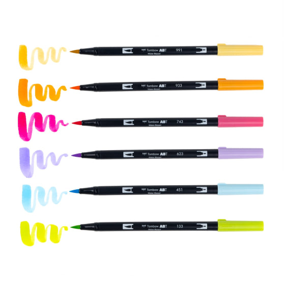 Stylo-pinceau double embout - Sorbet Yay - Ensemble de 6