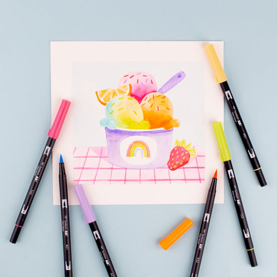 Stylo-pinceau double embout - Sorbet Yay - Ensemble de 6