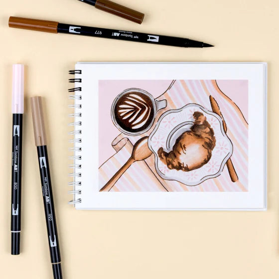 Stylo-pinceau double embout - Pause-Café - Ensemble de 6