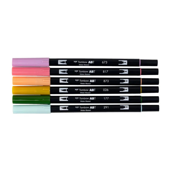 Stylo-pinceau double embout - Heure du thé - Ensemble de 6