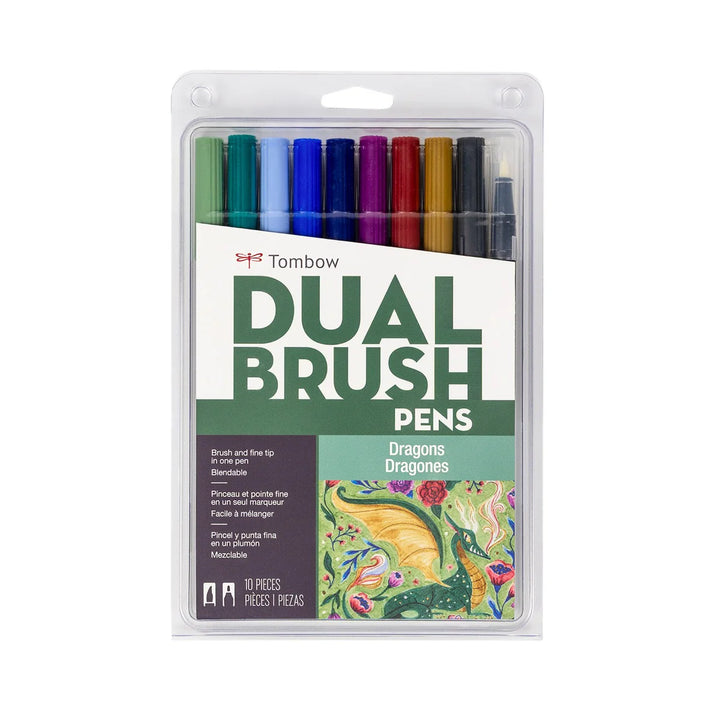 Stylo-pinceau double embout - Dragones - Ensemble de 10
