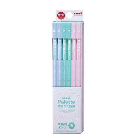 03 - Ensemble de 12 crayons à mine B - Uni Palette - Rose & vert
