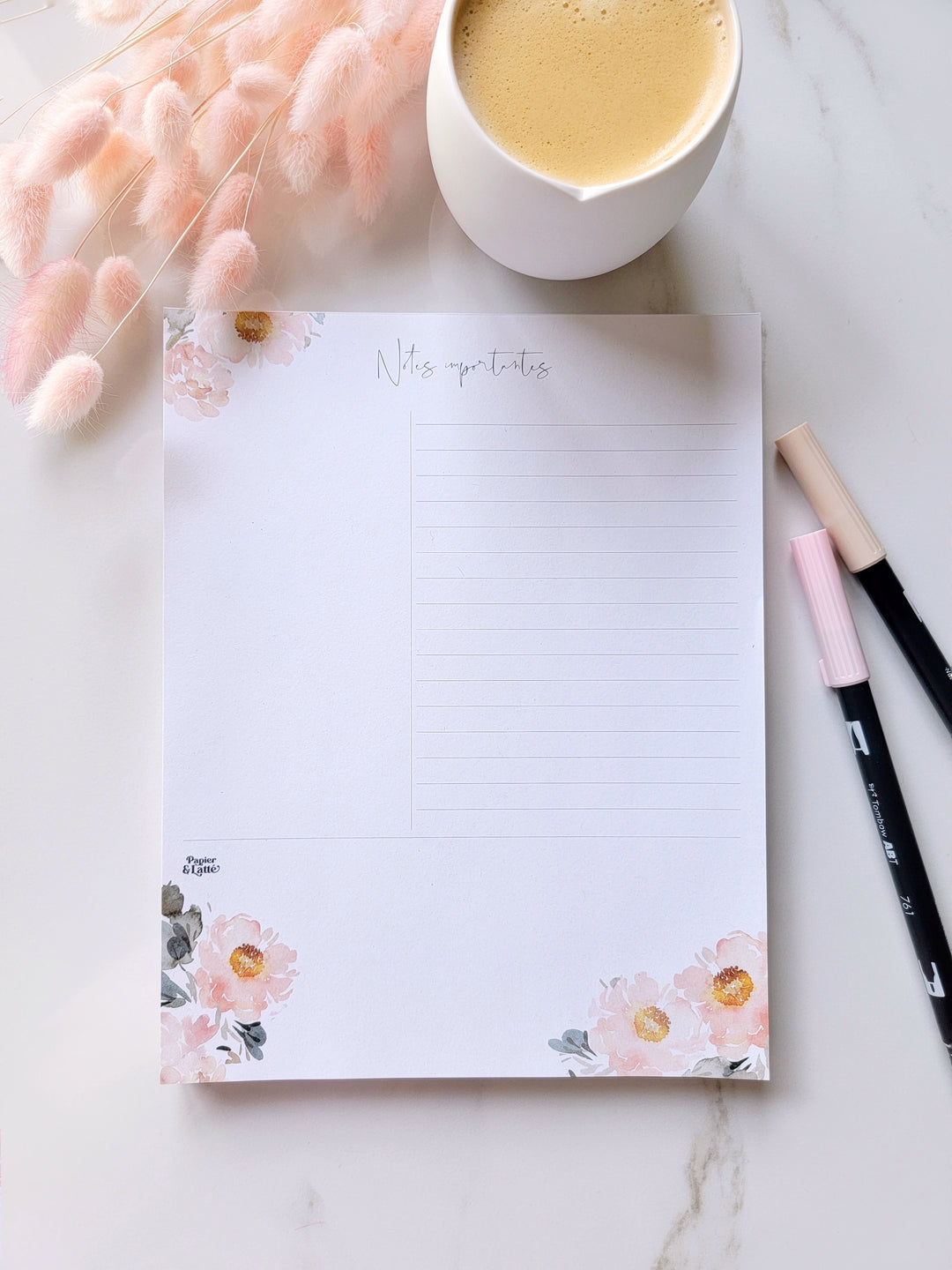 Prise de notes - Fleurs - GRAND Bloc-notes