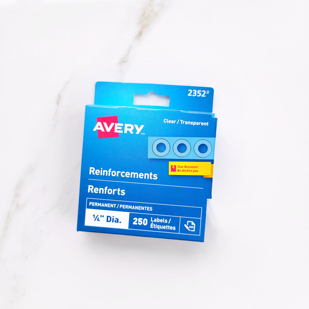 Renforts autocollants transparent - 1/4'' - pqt 250