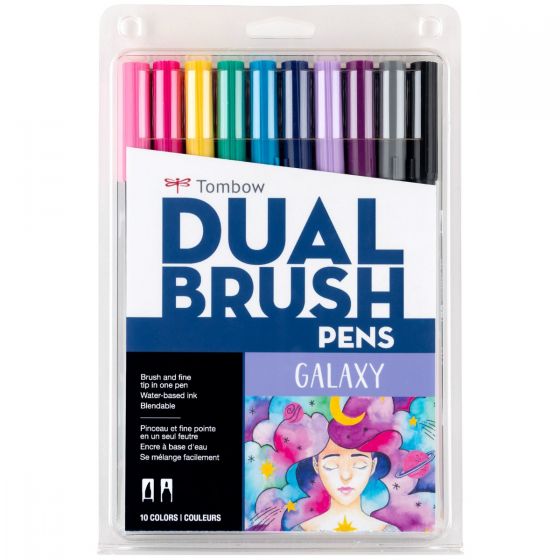 Stylo-pinceau double embout - Galaxie - Ensemble de 10