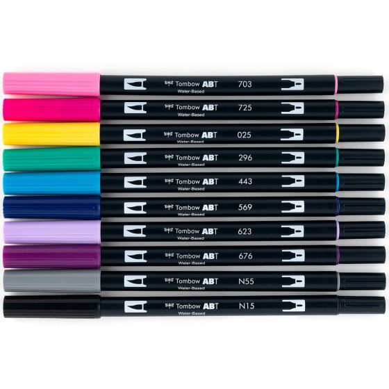 Stylo-pinceau double embout - Galaxie - Ensemble de 10