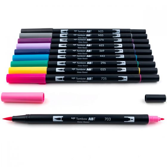Stylo-pinceau double embout - Galaxie - Ensemble de 10