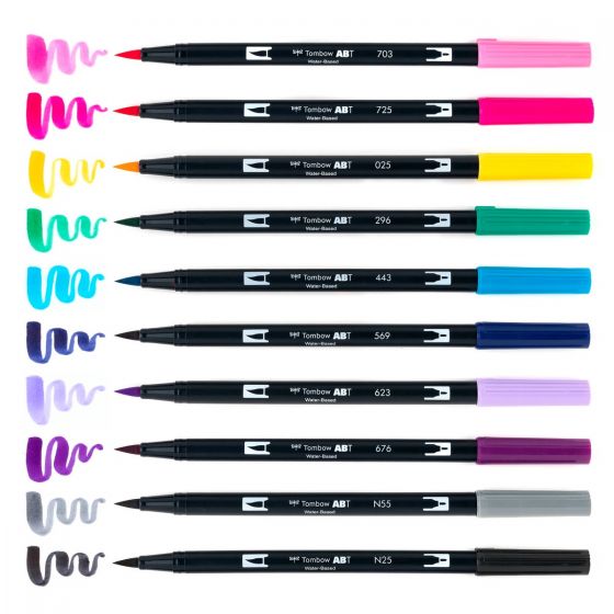 Stylo-pinceau double embout - Galaxie - Ensemble de 10