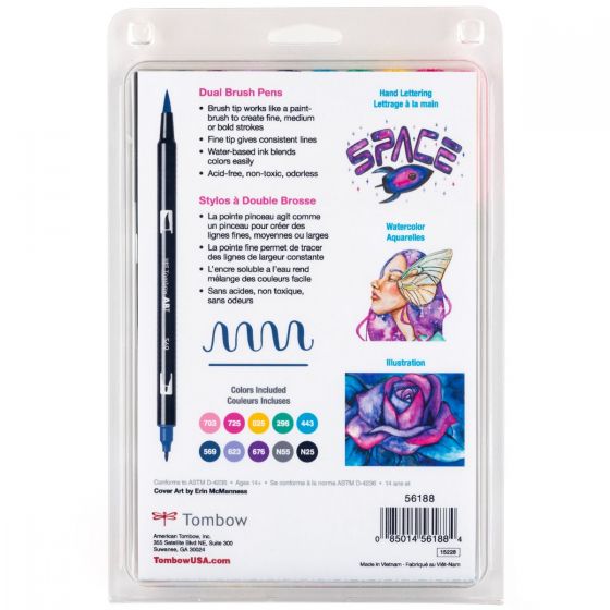 Stylo-pinceau double embout - Galaxie - Ensemble de 10