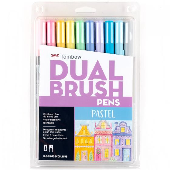 Stylo-pinceau double embout - Pastel- Ensemble de 10