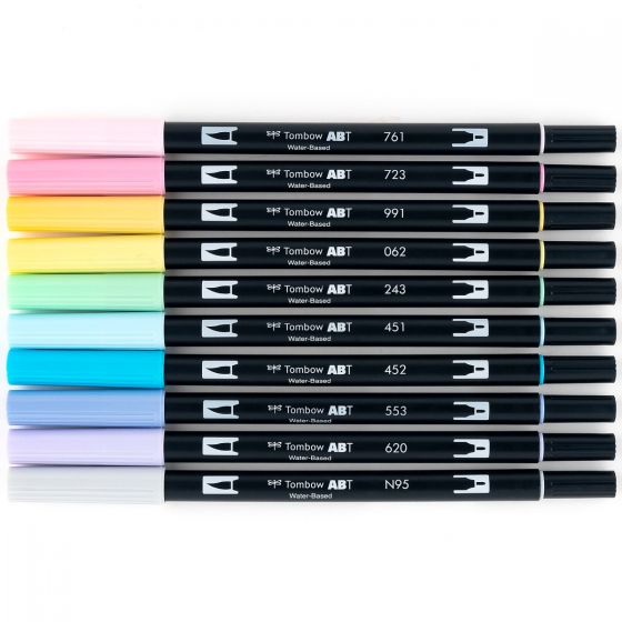 Stylo-pinceau double embout - Pastel- Ensemble de 10