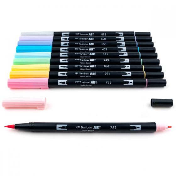 Stylo-pinceau double embout - Pastel- Ensemble de 10