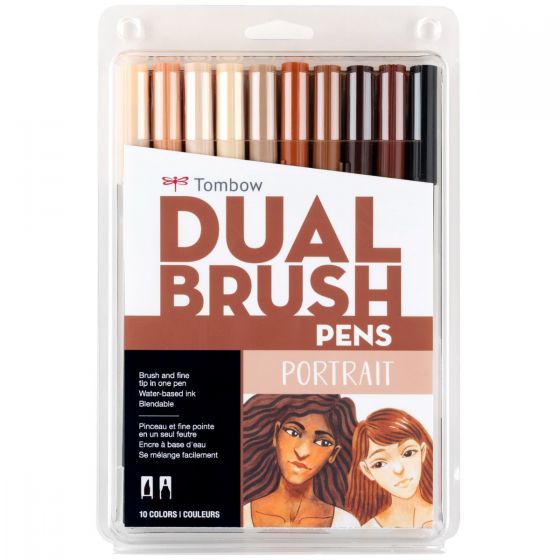 Stylo-pinceau double embout - Beiges et bruns - Ensemble de 10