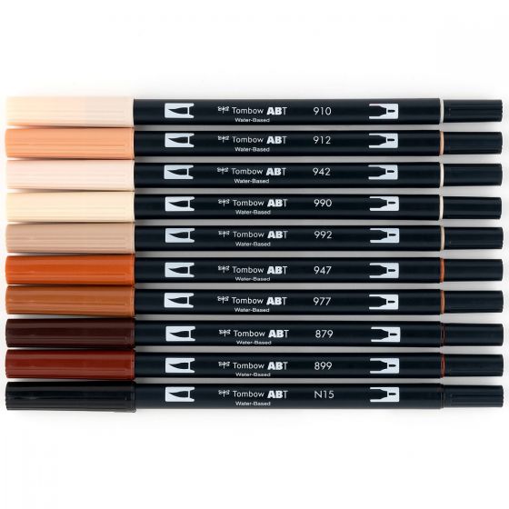 Stylo-pinceau double embout - Beiges et bruns - Ensemble de 10