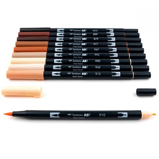 Stylo-pinceau double embout - Beiges et bruns - Ensemble de 10
