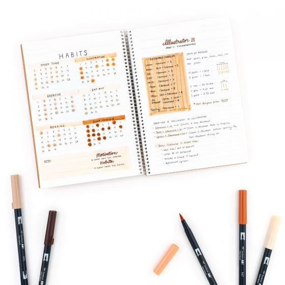 Stylo-pinceau double embout - Beiges et bruns - Ensemble de 10