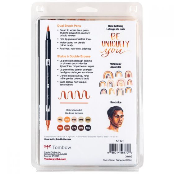 Stylo-pinceau double embout - Beiges et bruns - Ensemble de 10