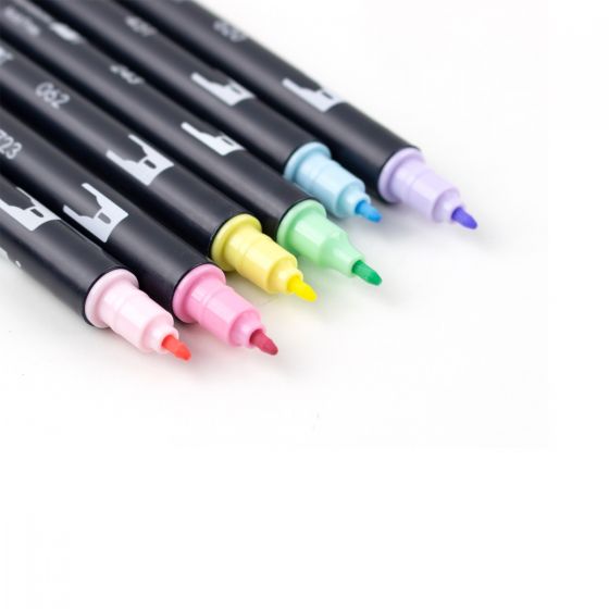 Stylo-pinceau double embout - Pastel - Ensemble de 6