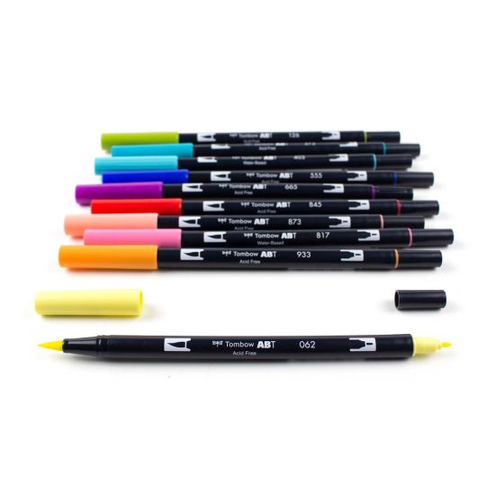 Stylo-pinceau double embout - Rétro - Ensemble de 10