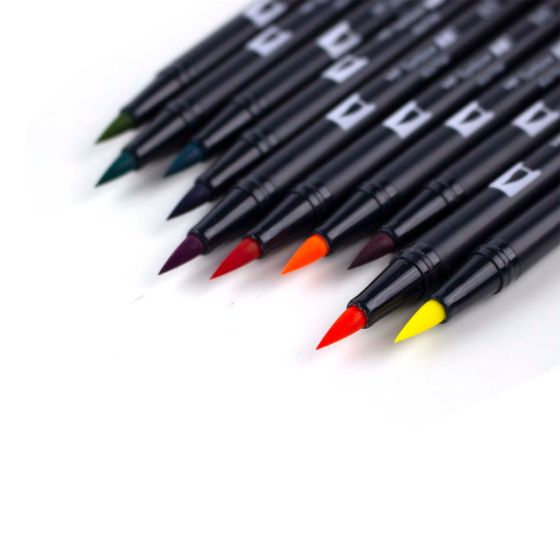 Stylo-pinceau double embout - Rétro - Ensemble de 10