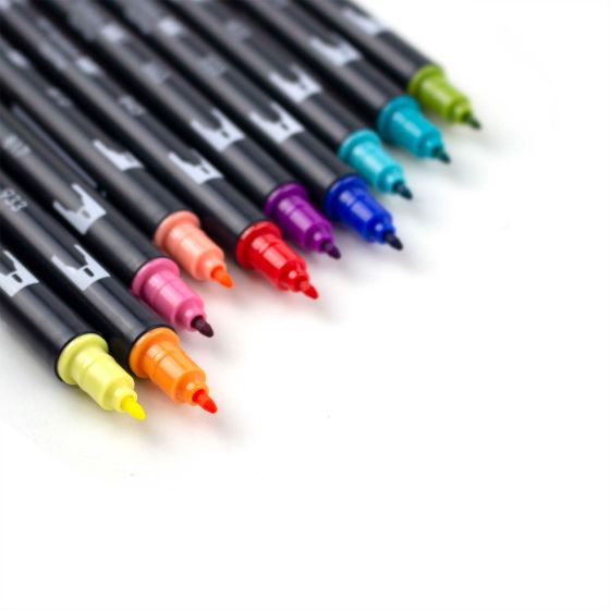 Stylo-pinceau double embout - Rétro - Ensemble de 10