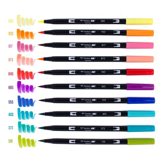 Stylo-pinceau double embout - Rétro - Ensemble de 10