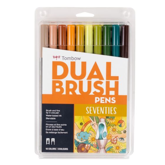 Stylo-pinceau double embout - 70's - Ensemble de 10