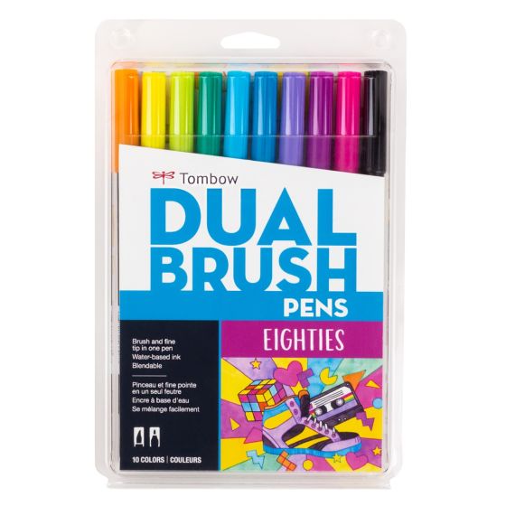 Stylo-pinceau double embout - 80's - Ensemble de 10