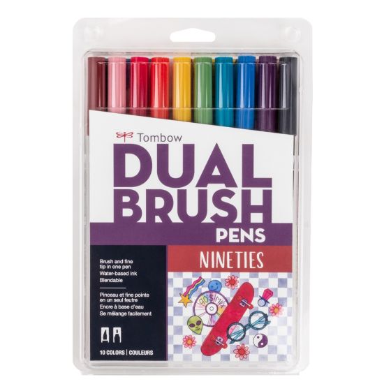 Stylo-pinceau double embout - 90's - Ensemble de 10