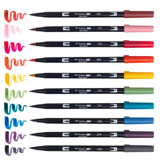 Stylo-pinceau double embout - 90's - Ensemble de 10