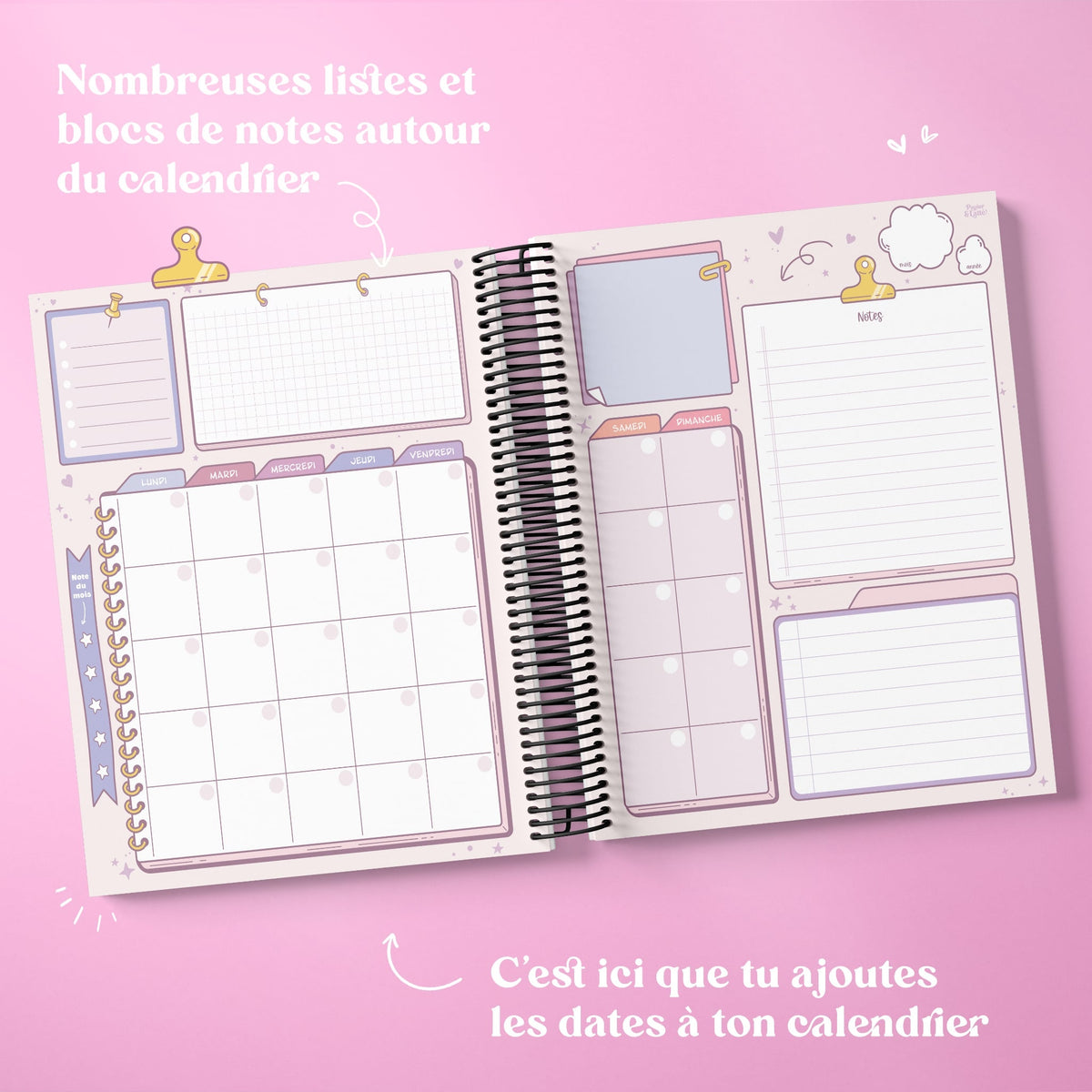 Agendas mensuels 8 x 9,5 po - Kawaii