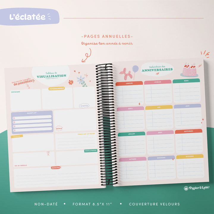 Agenda 8,5 x 11 po - Hebdomadaire non-daté - L&