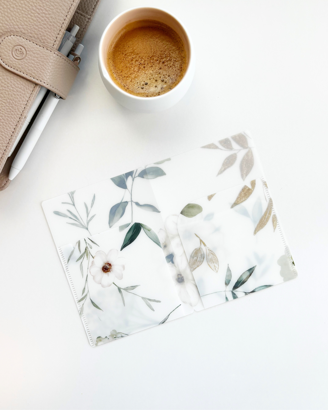 Mini chemise - Rangement d'autocollants - A6 - Jardin floral blanc