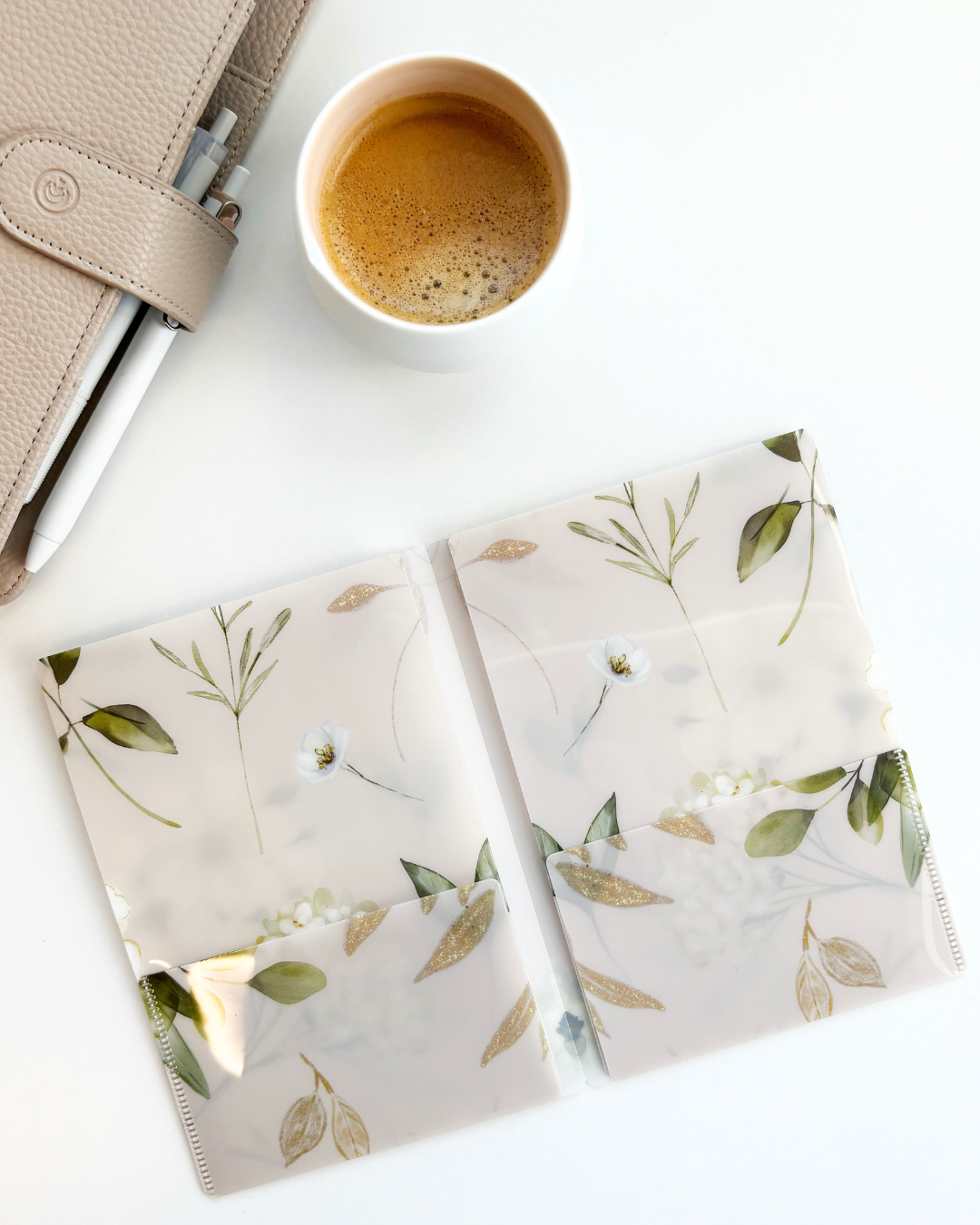 Petite chemise - Rangement d'autocollants - B6 - Jardin floral taupe