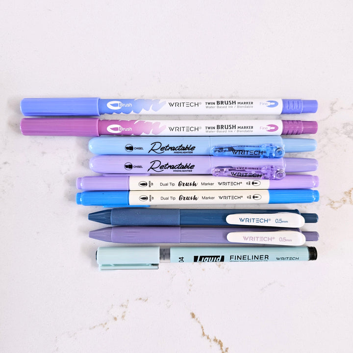 Étui à crayon translucide avec ensemble de stylos pour le journaling