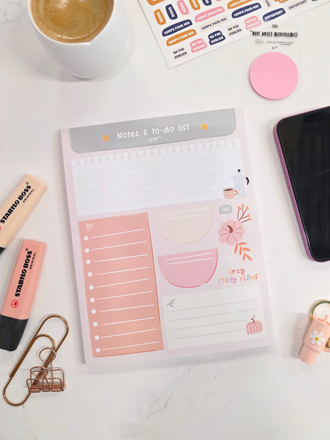 Cozy Notes Bloc-notes - GRAND - 21 - Cozy study vibes – Papier & Latté