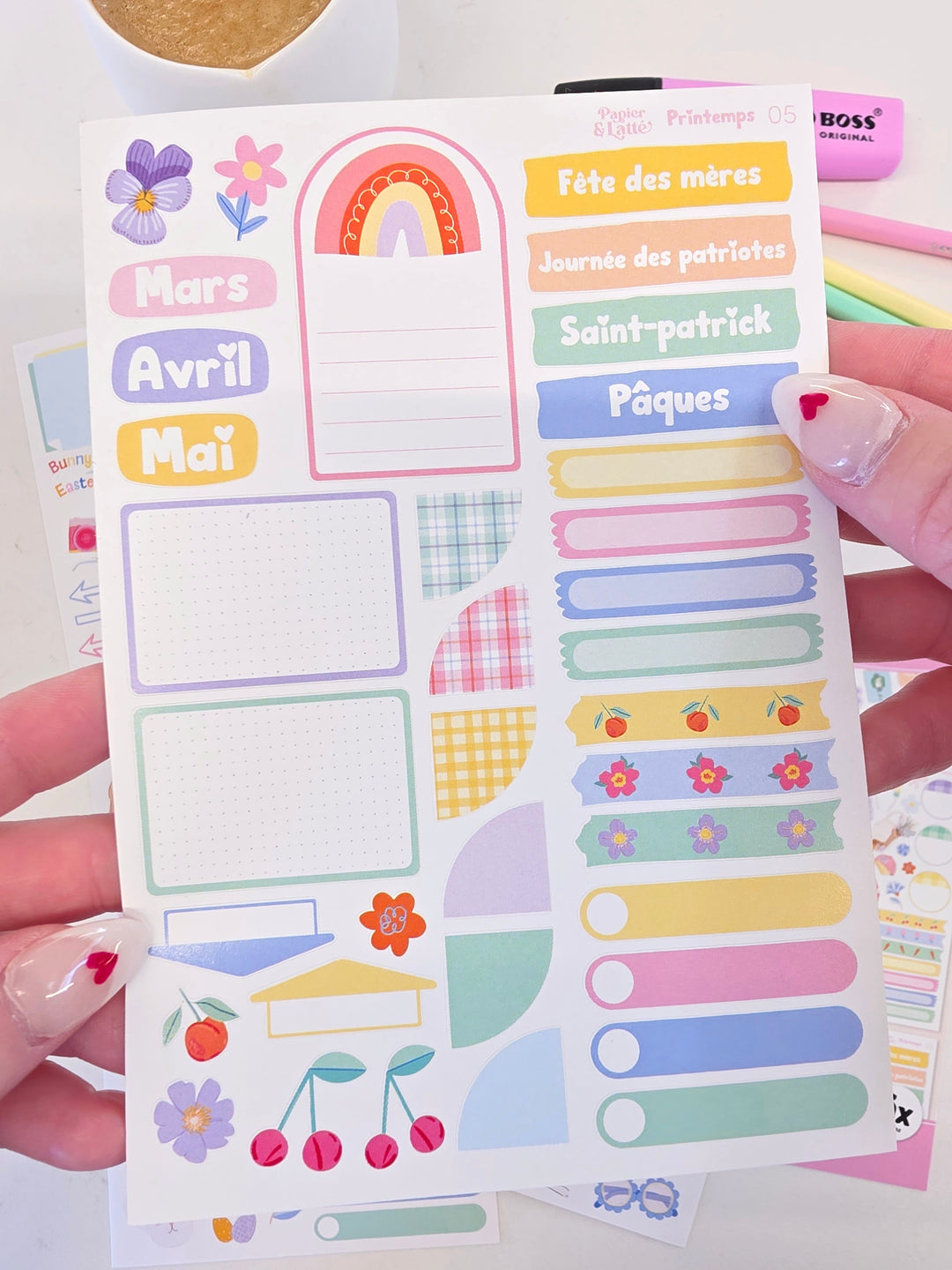 Ensemble de 5 feuilles d’autocollants - Printemps